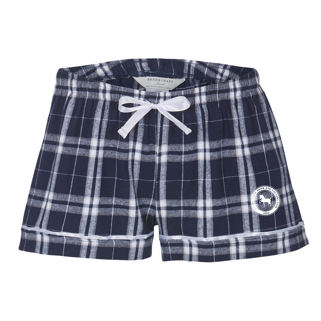 Ladies Flannel Lounge Short-Navy/Silver