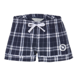 Ladies Flannel Lounge Short-Navy/Silver